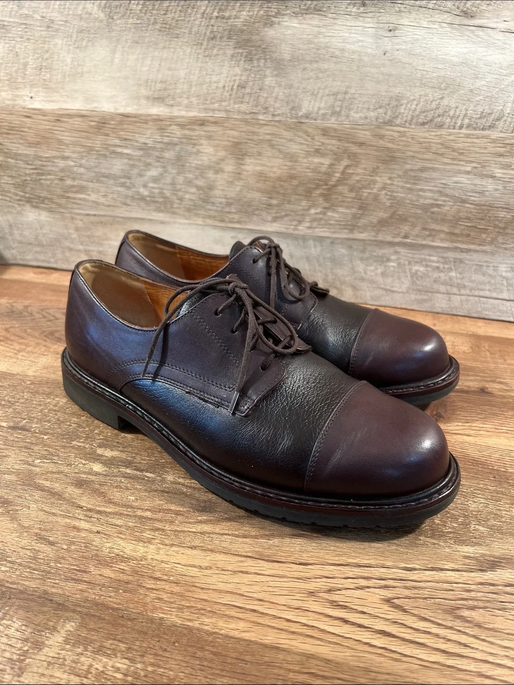 Mephisto Marlon Melchior Men 10 Brown Leather Cap Toe Derby Dress Shoes Rubber